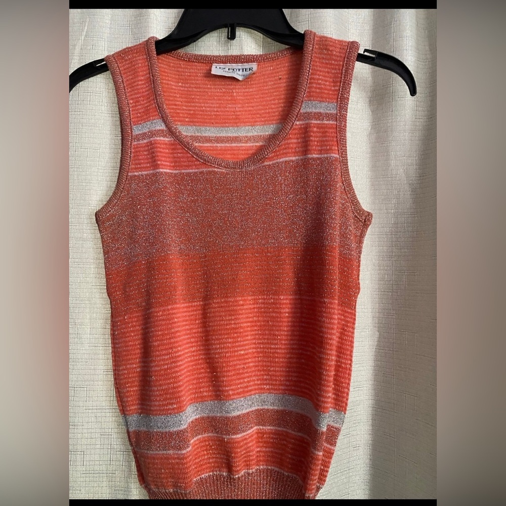 Vintage Liz potter  Orange Ribbed Sleeveless Tank Top